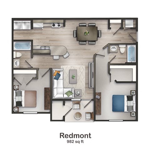 Redmont Floorplan at Union at Cooper Hill Apartments in Irondale, AL